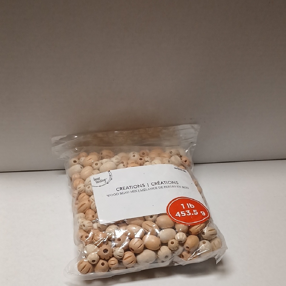 Bead Landing Creations Wood Bead Mix 1 lb NWT